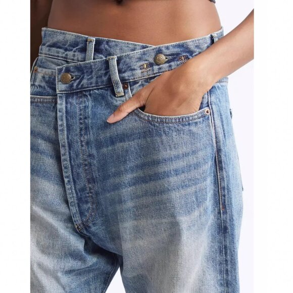 LIMITED NWT R13 Cuffed Crossover Straight Leg Jeans - Estin Selvedge Blue - Picture 3 of 10